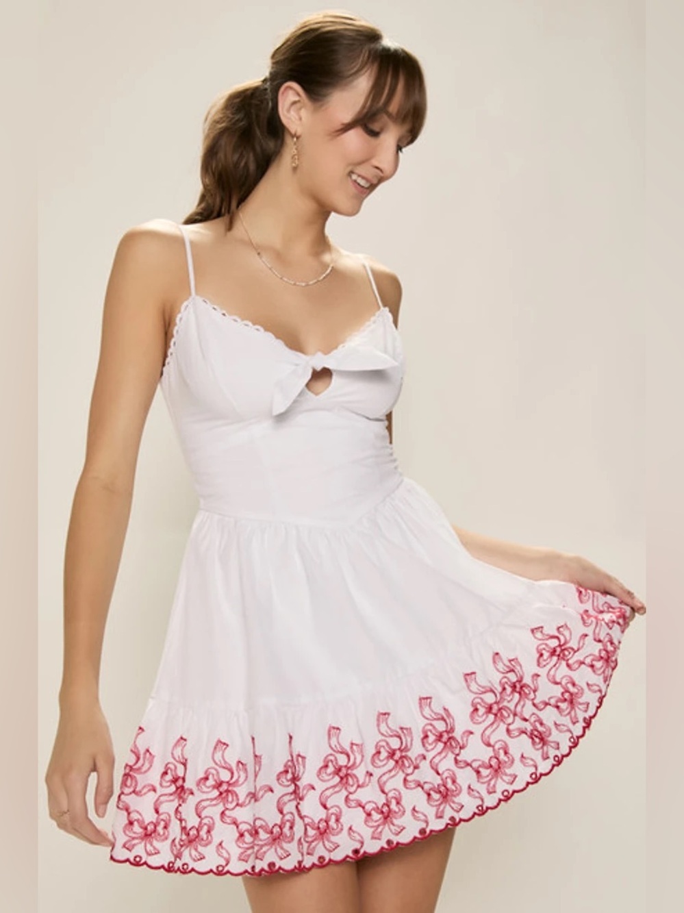 Francesca's White Bobbie Embroidered Mini Dress